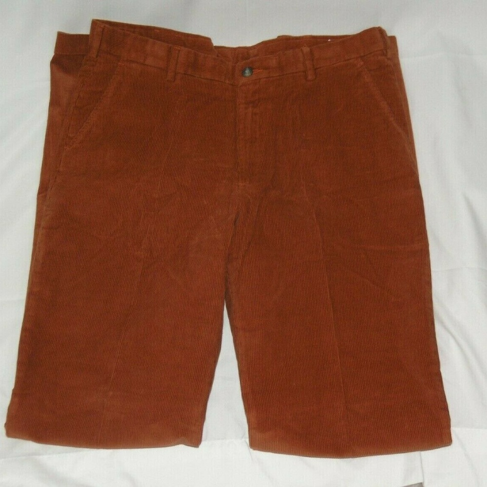 Tom James Orange Flat Front Corduroy Size 35 NWT